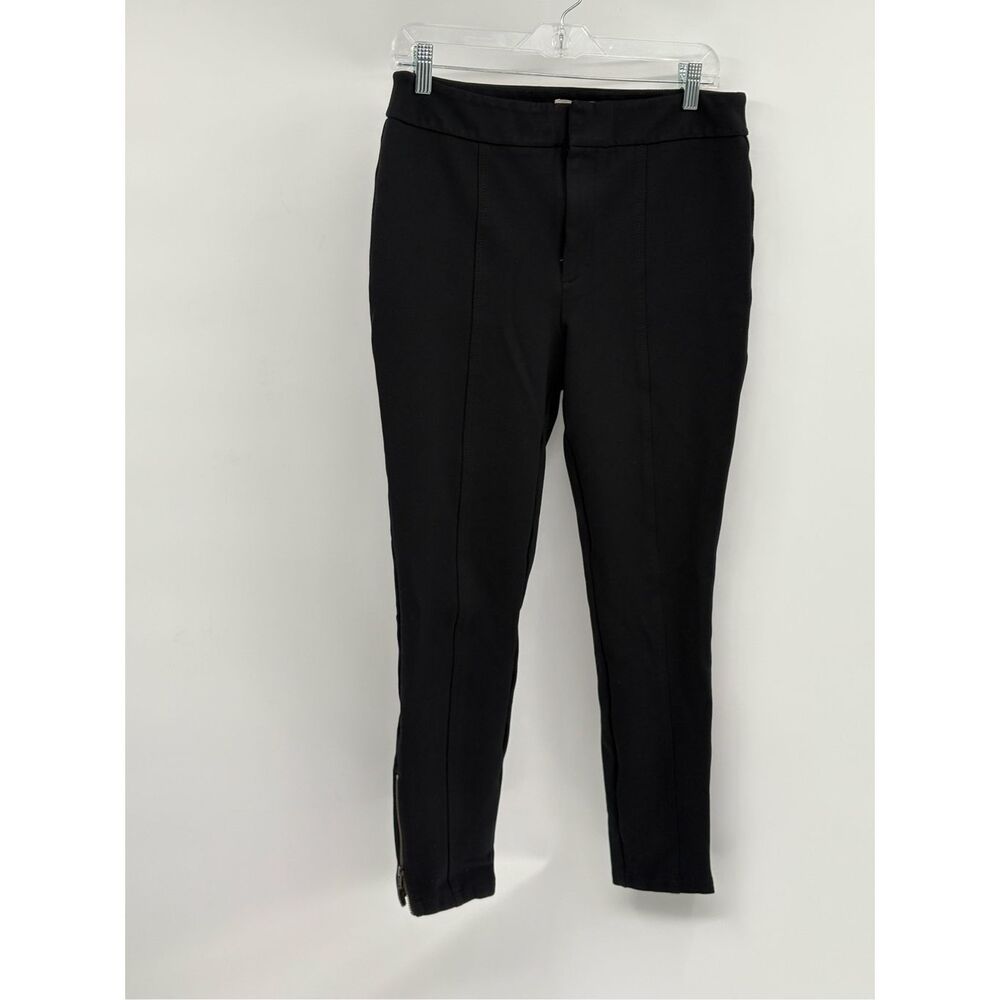 Anthropologie Ponte Pants The Essential Slim Women 10 Black Ankle Zip High Rise